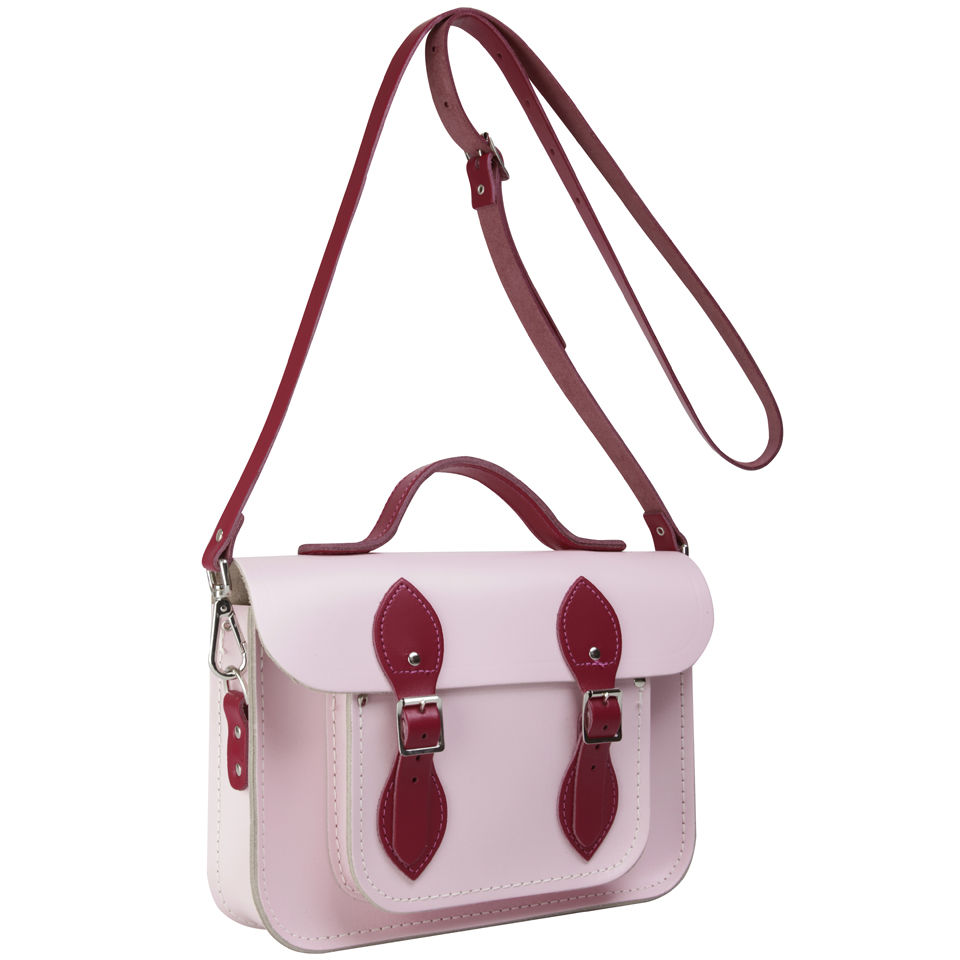 The Cambridge Satchel Company Exclusive to MyBag 11 Inch Leather Satchel W/Multi Straps - Raspberry/Pale Pink