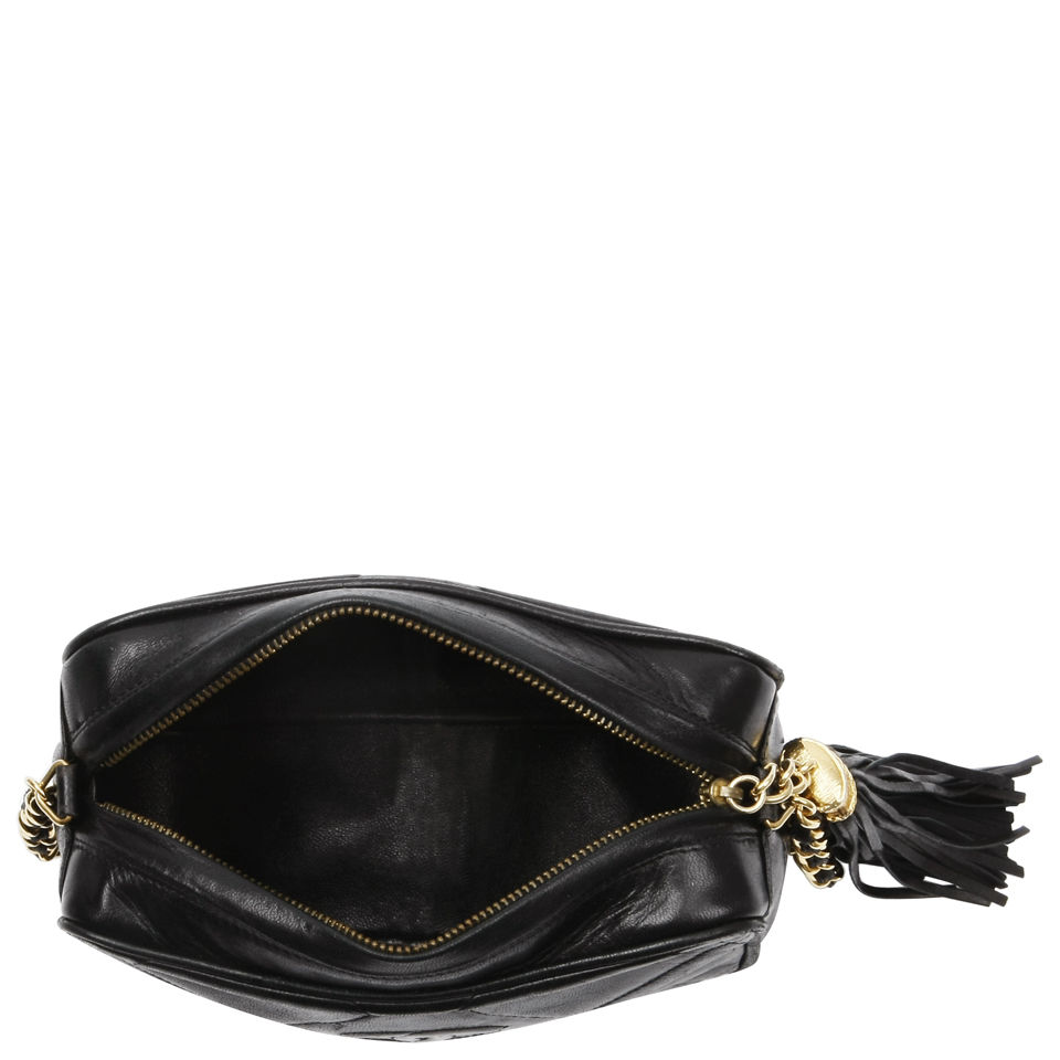 Chanel Vintage Fringe Quilted Leather Shoulder Bag - Black