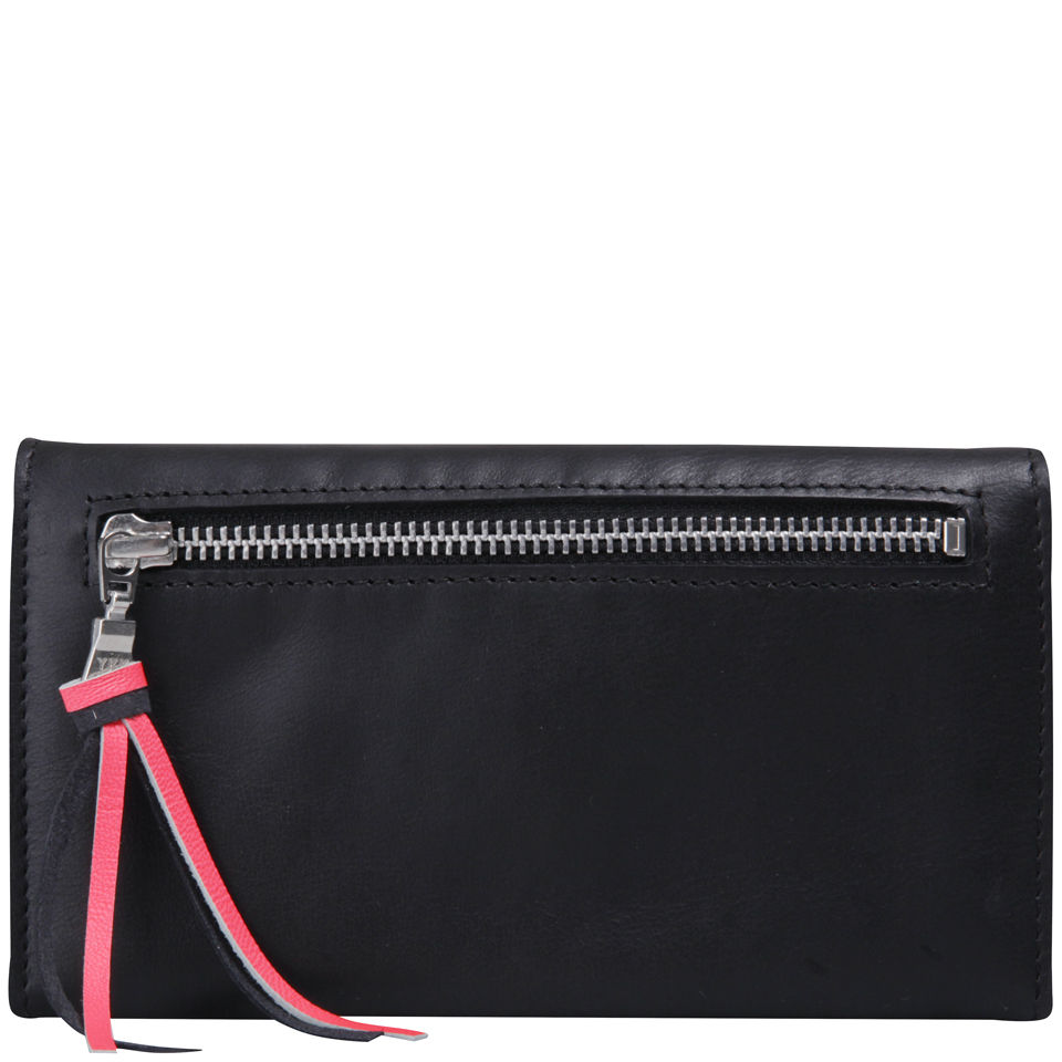 Kate Sheridan Tuck Tite 'Made In England' Leather Purse - Black/Neon