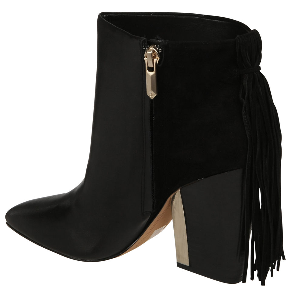 Sam Edelman Women's Mariel Fringed Leather Ankle Boots - Black ...