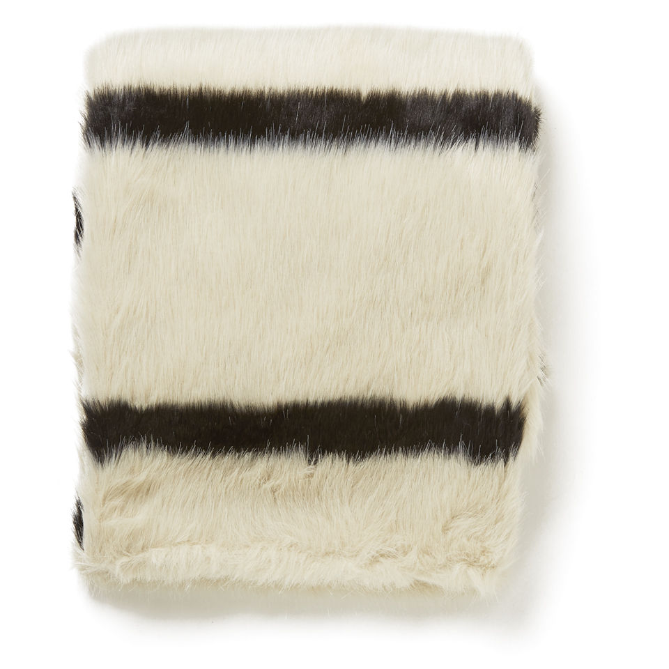 Maison Scotch Faux Fur Stripe Scarf - Cream
