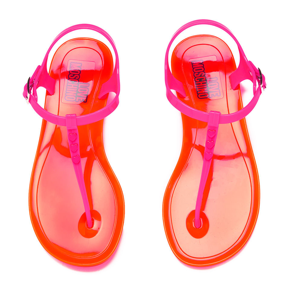 Love Moschino Women s Heart Jelly Sandals Pink Orange Allsole