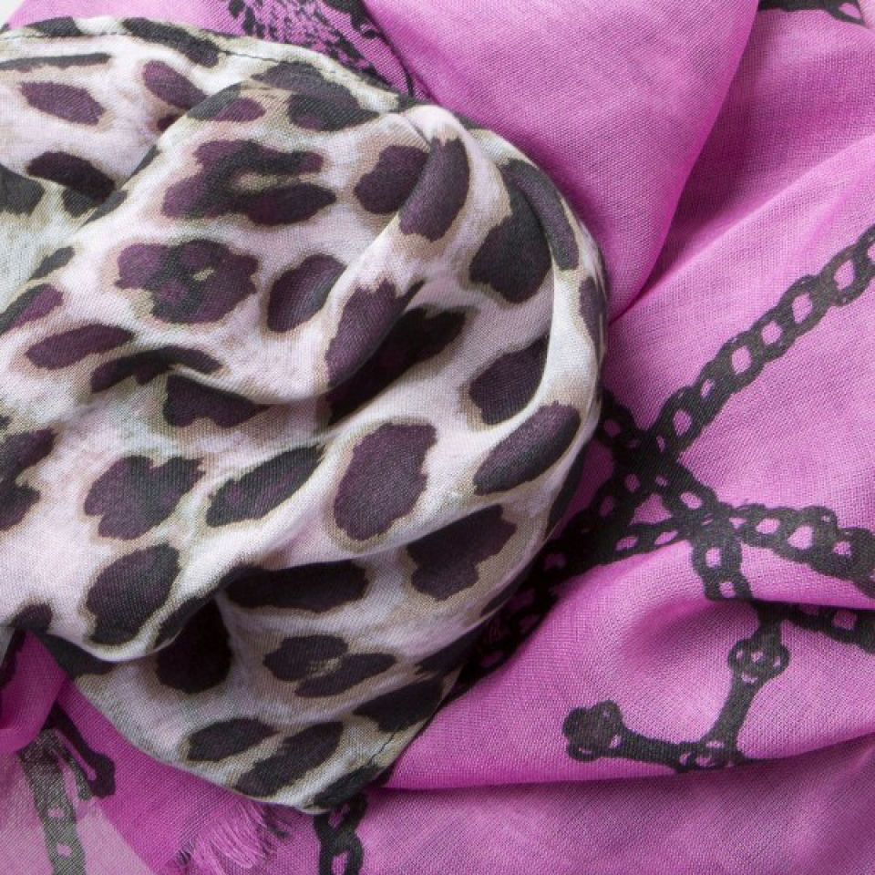 Codello Chaines and Leopard Scarf - Dark Pink | Allsole