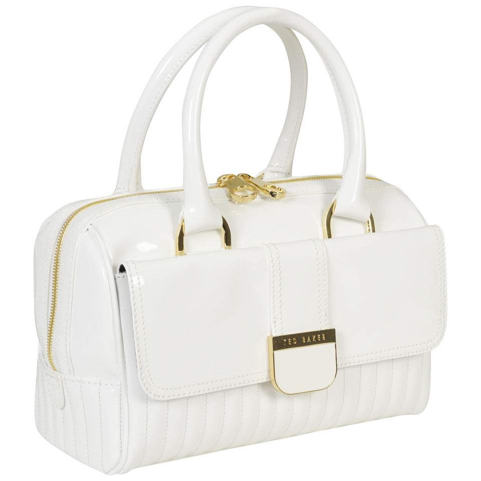 Ted Baker Women s Marquez Quilted Enamel Mini Bowler Bag White