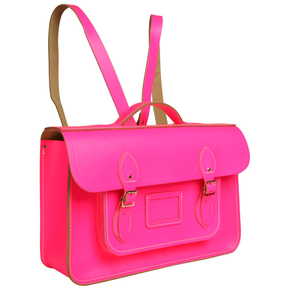 The Cambridge Satchel Company 15 Inch Fluoro Leather Batchel Backpack - Fluorescent Pink