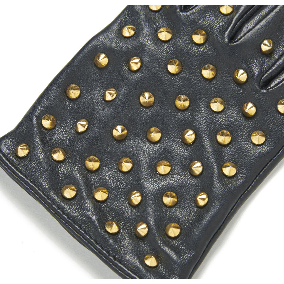 Ted Baker Studded Biker Leather Gloves - Black