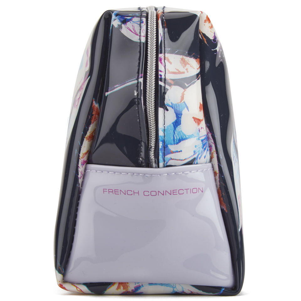 French Connection Women's Printed Plastic Cosmetic Bag - Black/Multi