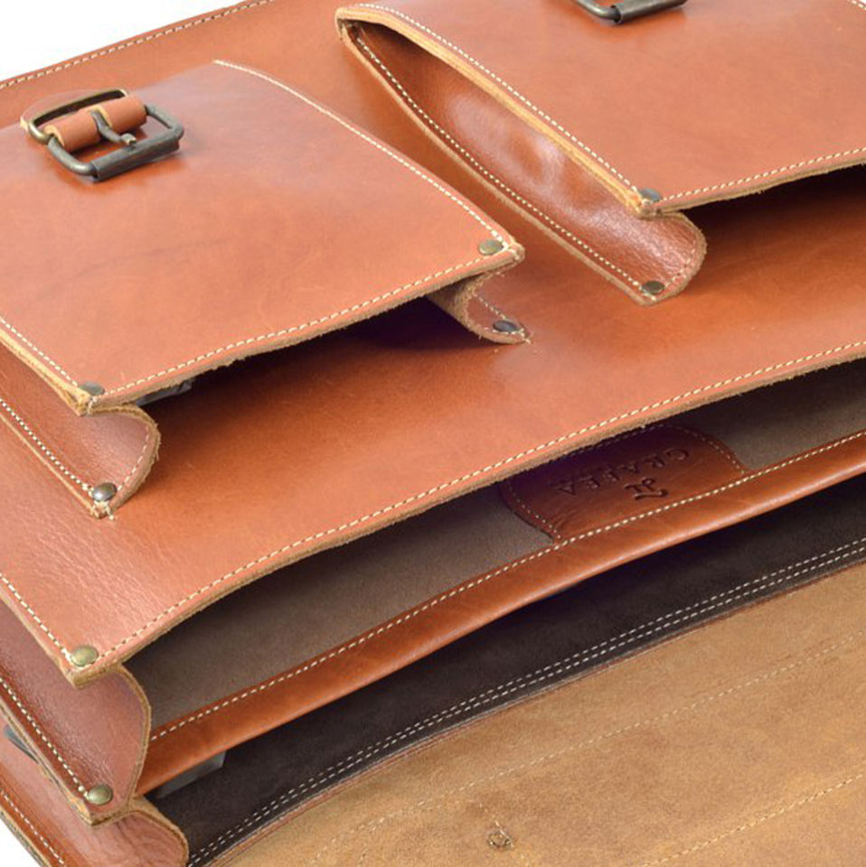 Grafea Postwar Leather Backpack Briefcase  - Caramel