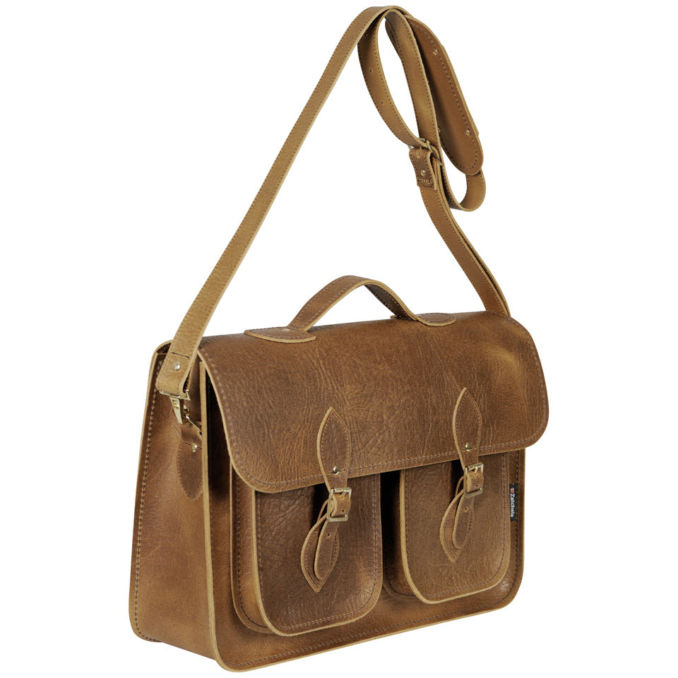 Zatchels 16 Inch Executive Leather Satchel - Tan