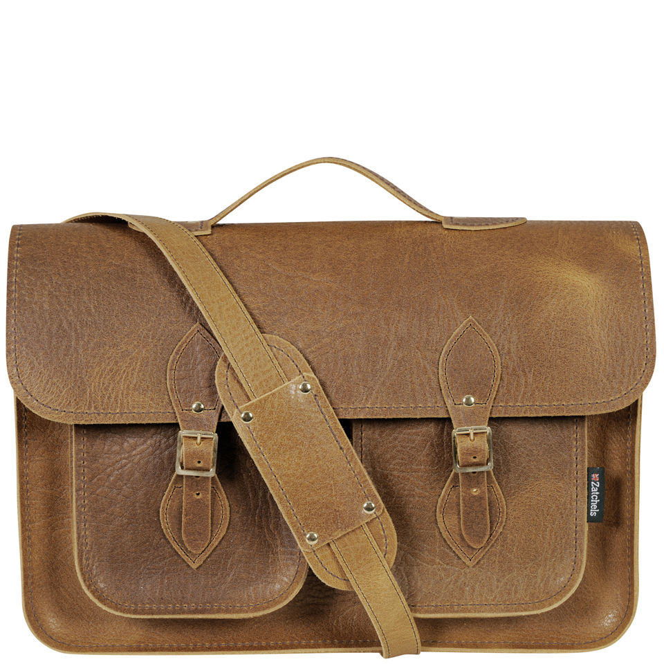 Zatchels 16 Inch Executive Leather Satchel - Tan