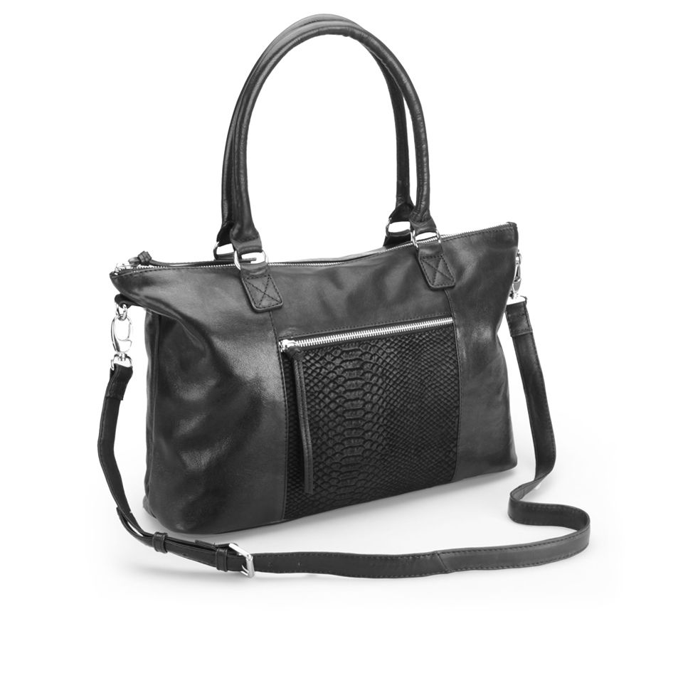 Markberg Women's Lucca Snake Zip Pocket Leather Tote Bag - Black