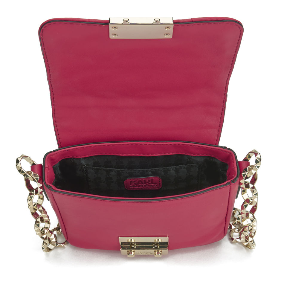 Karl Lagerfeld K/Kuilted Leather Cross Body Bag - Raspberry