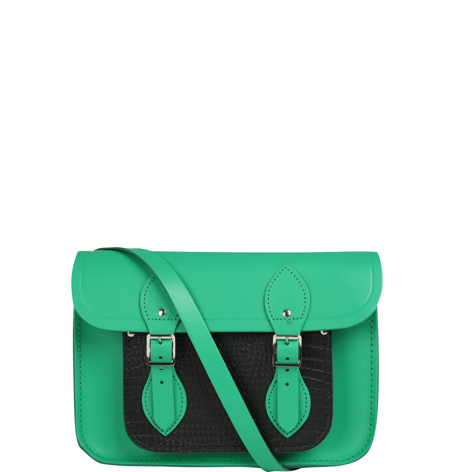 The Cambridge Satchel Company Exclusive to MyBag 11 Inch Leather Satchel W/Multi Straps - Emerald/Black Croc