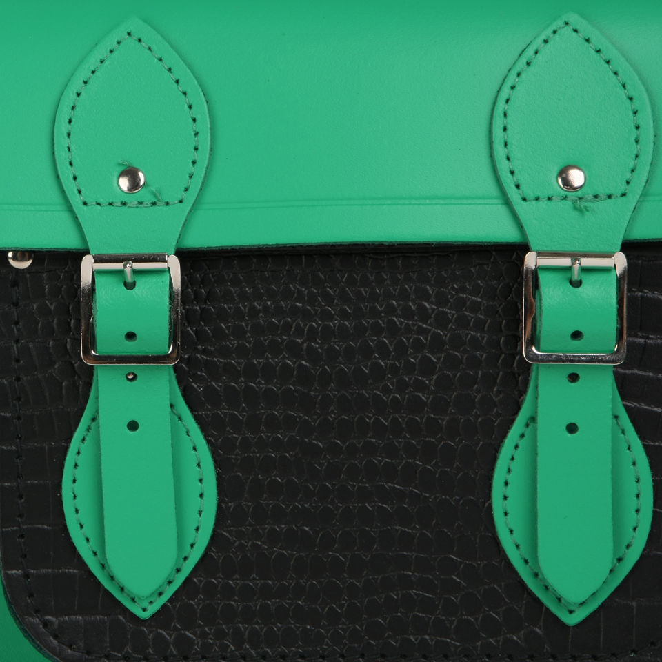 The Cambridge Satchel Company Exclusive to MyBag 11 Inch Leather Satchel W/Multi Straps - Emerald/Black Croc
