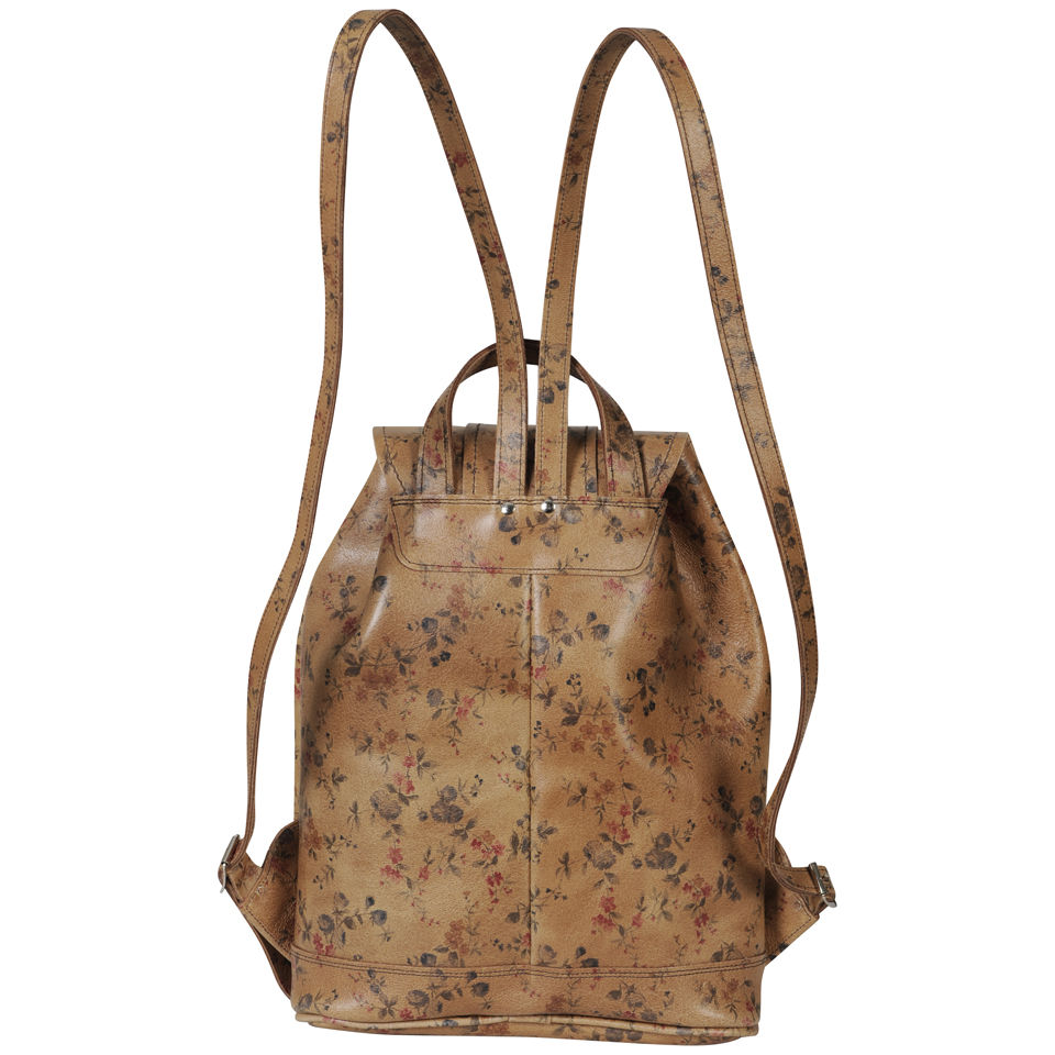Zatchels Printed Leather Duffel Bag - Tan Floral