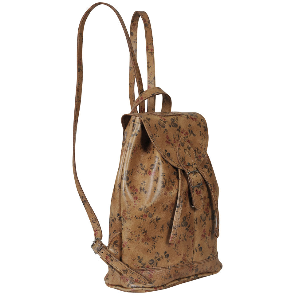 Zatchels Printed Leather Duffel Bag - Tan Floral