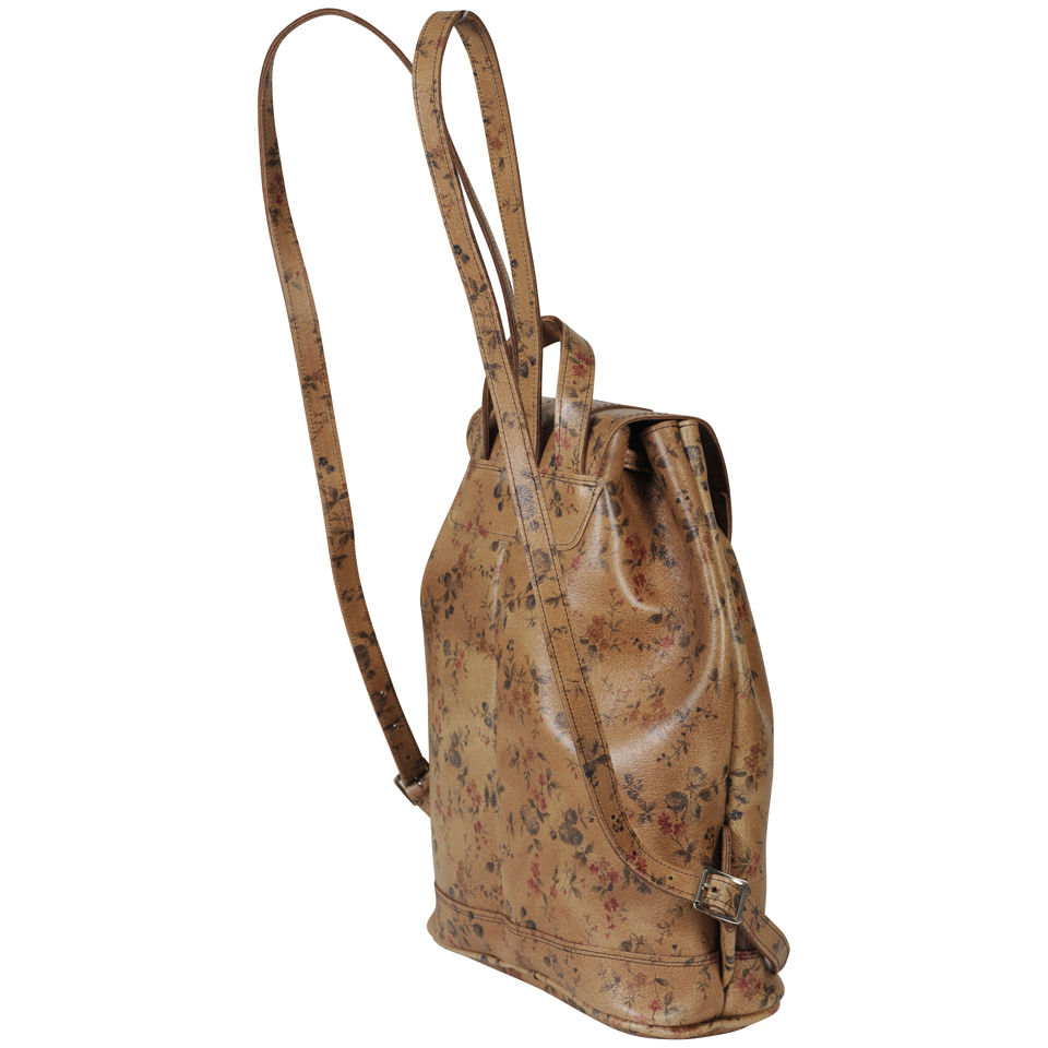 Zatchels Printed Leather Duffel Bag - Tan Floral
