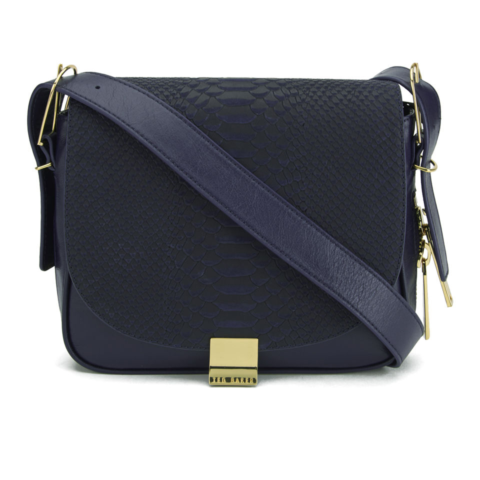 Ted Baker Women's Ember Large Textured Zip Leather Cross Body Bag - Dark Blue