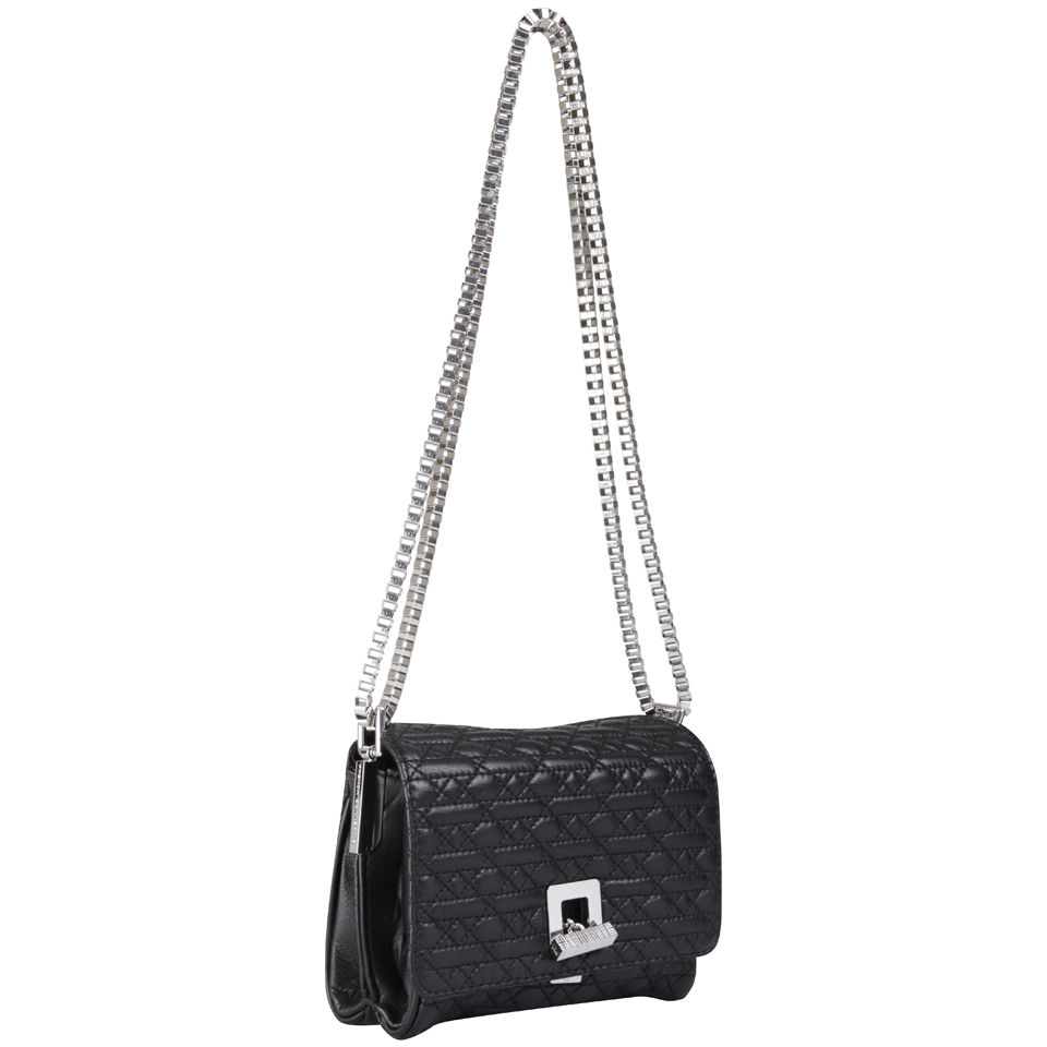 French Connection Quilted Leather Shoulder Bag Black