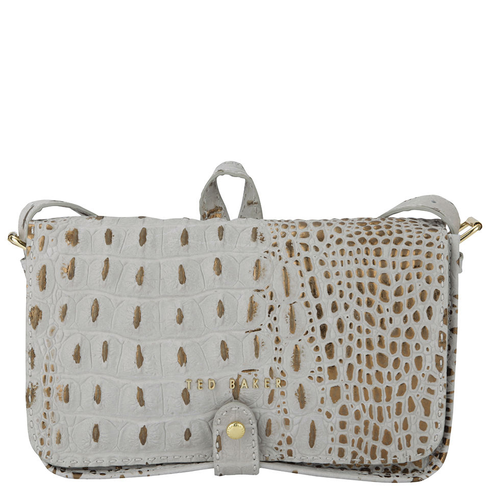 Ted Baker Women's Crocbod Exotic Stab Stitch Leather Cross Body Bag - Mid Grey