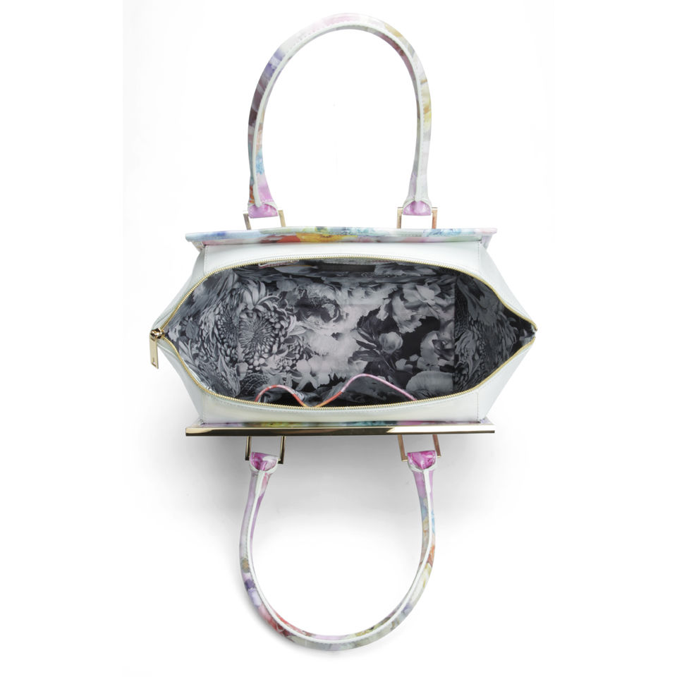 Ted Baker Women's Kerie Floral Print Metal Bar Wing Tote Bag - Pale Green