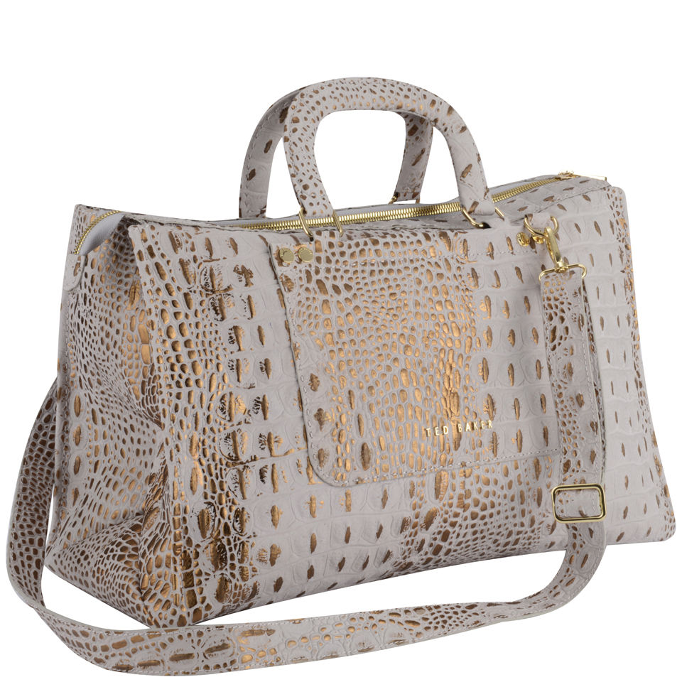 Ted Baker Women's Crociss Exotic Stab Stitch Maxi Leather East West Bag - Mid Grey