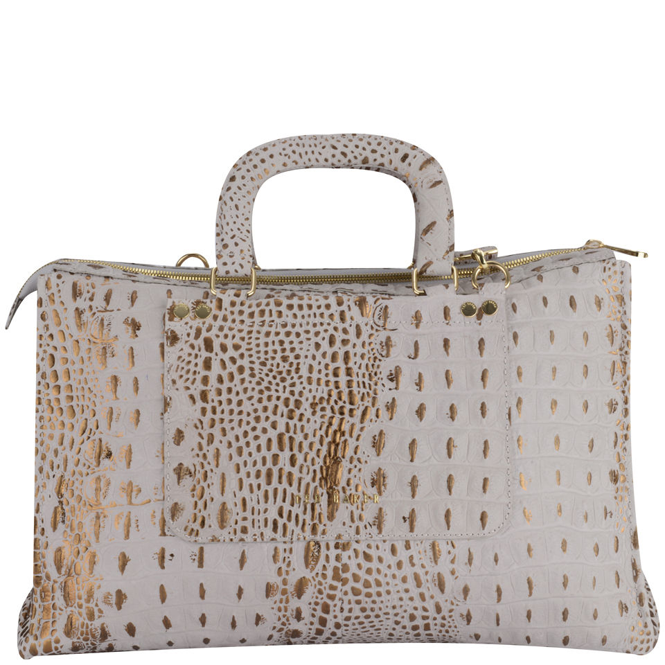 Ted Baker Women's Crociss Exotic Stab Stitch Maxi Leather East West Bag - Mid Grey