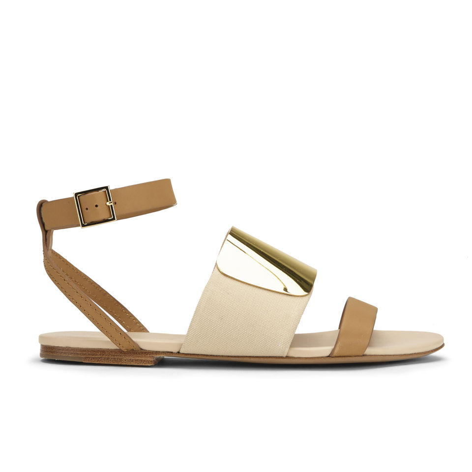See By Chloe Women s Gold Plate Sandals Tan Allsole