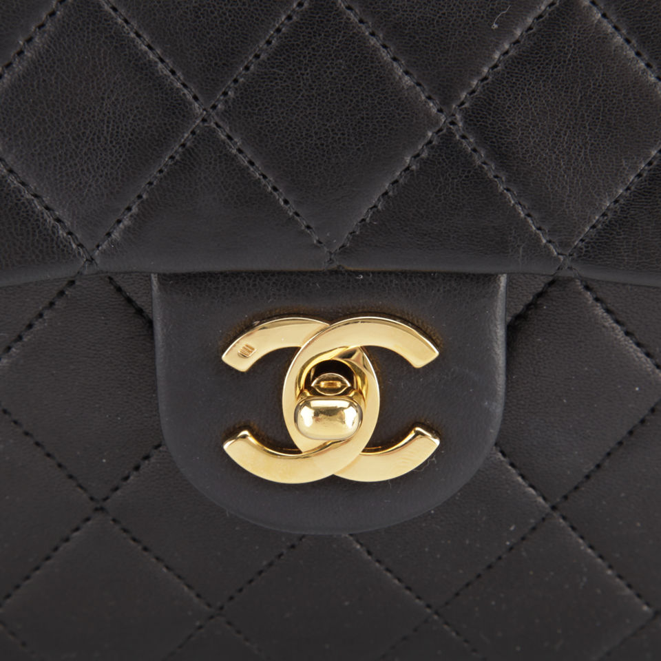 Chanel Vintage Leather Black Quilted Mini Shoulder Bag - Black