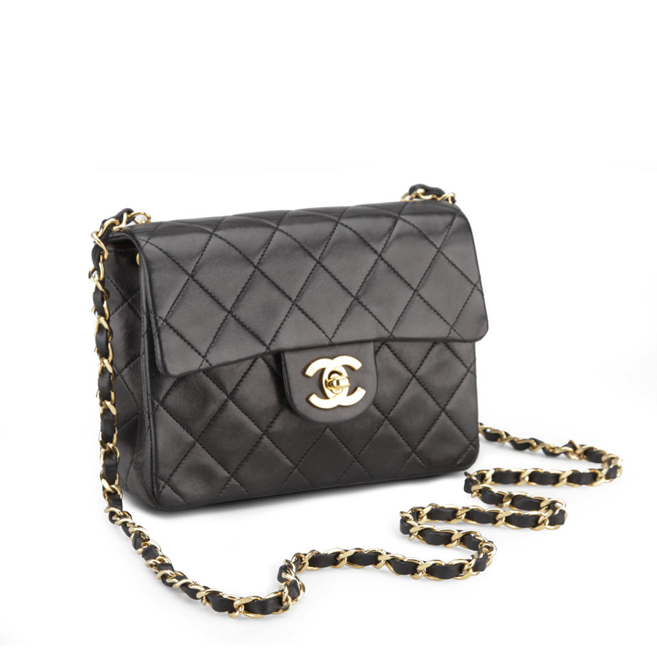 Chanel Vintage Leather Black Quilted Mini Shoulder Bag - Black
