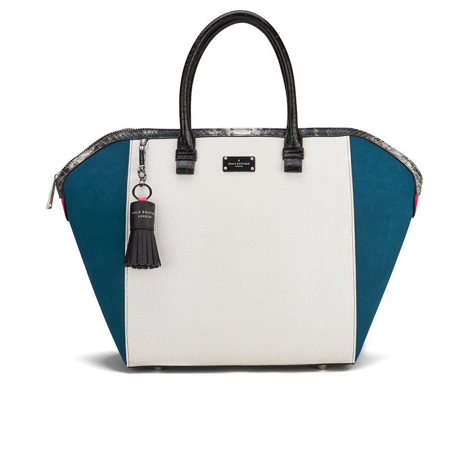 Paul's Boutique Betsy Snake Colour Block Tote Bag - White