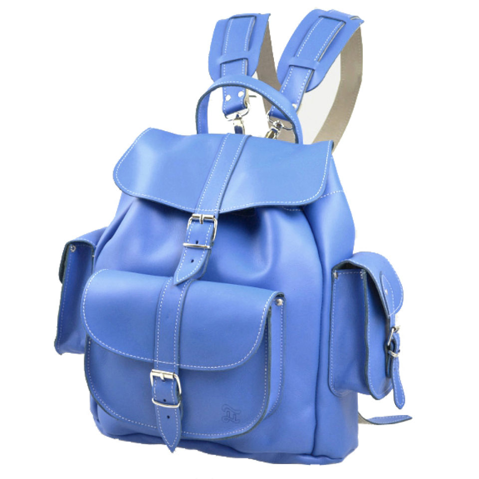Grafea Hari Medium Leather Rucksack - Smurf Blue