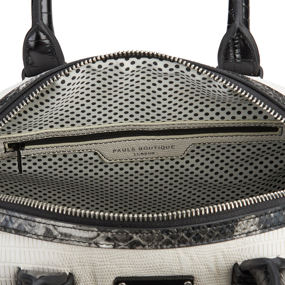 Paul's Boutique Molly Snake Colour Block Bowler Bag - White
