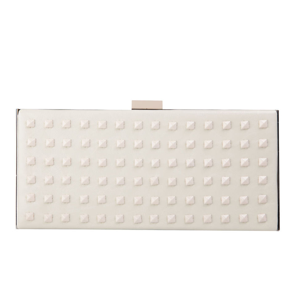 French Connection Anya Leather Clutch Bag - Cream
