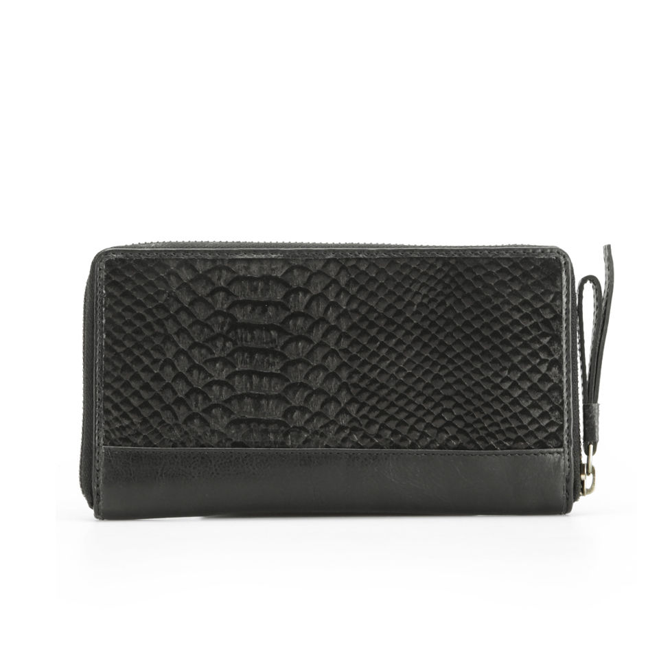 Markberg Women's Viola Zip Top Snake Leather Wallet - Black Snake