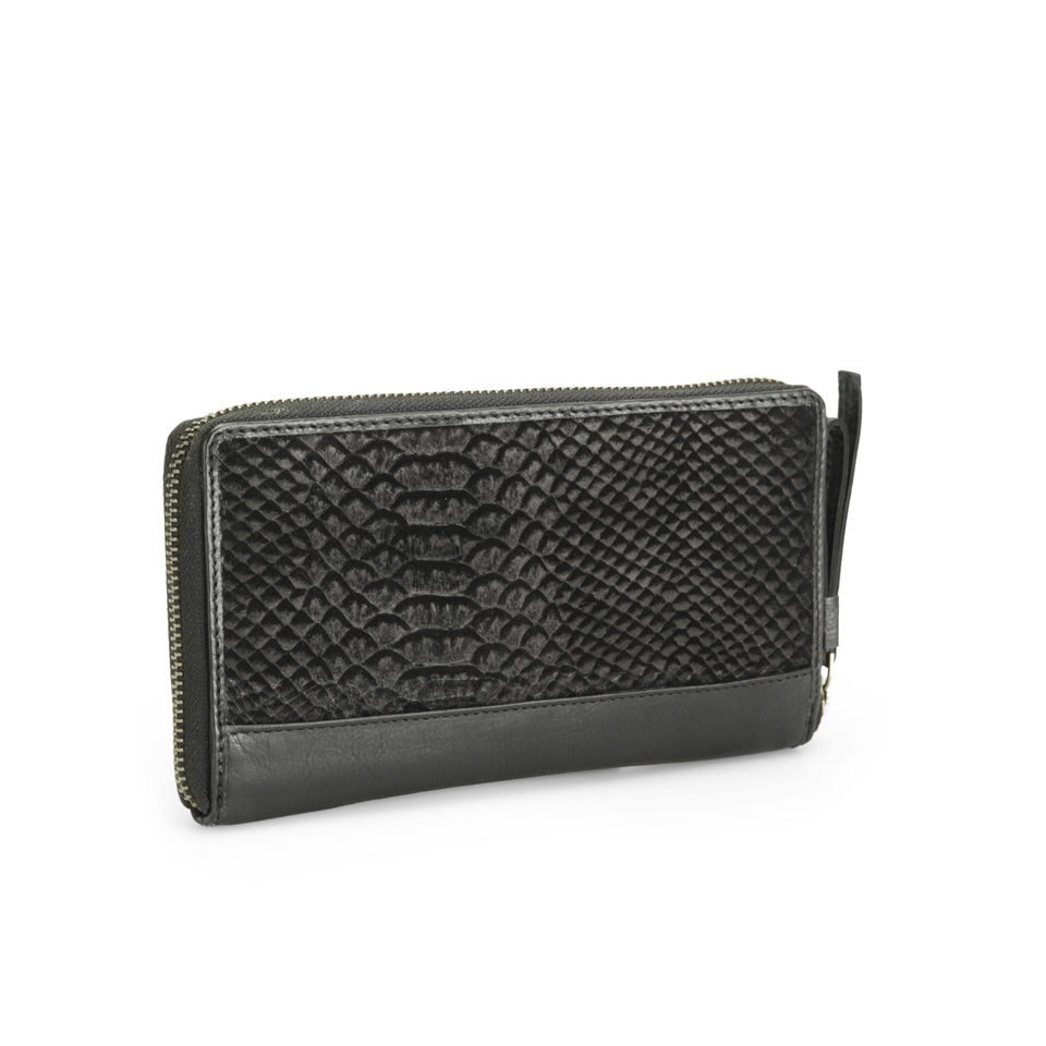 Markberg Women's Viola Zip Top Snake Leather Wallet - Black Snake