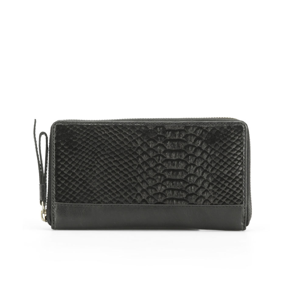Markberg Women's Viola Zip Top Snake Leather Wallet - Black Snake