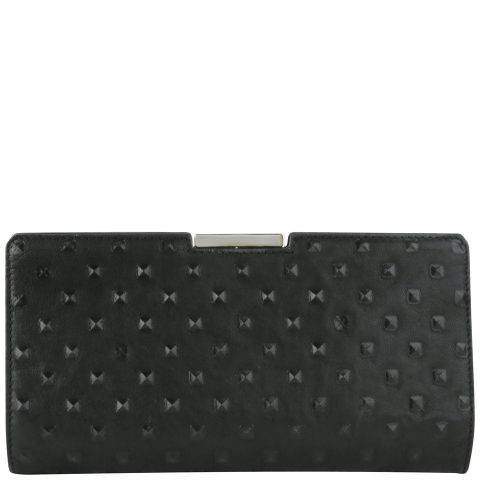 MILLY Perry Stud Frame Leather Clutch Bag - Black