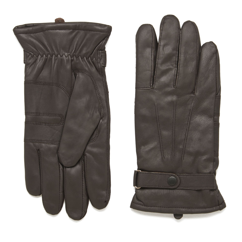 Barbour Burnished Leather Thinsulate Gloves - Dark Brown