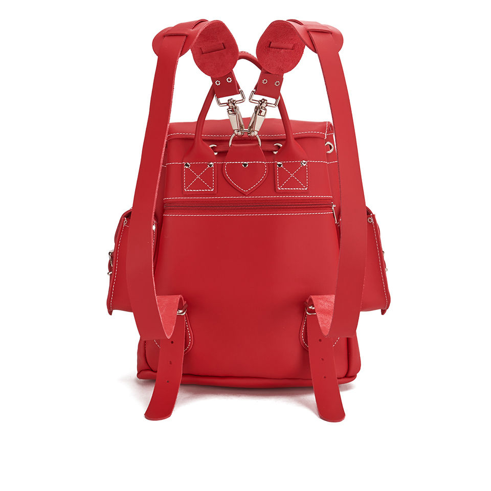 Grafea Red Hot Medium Leather Rucksack - Red