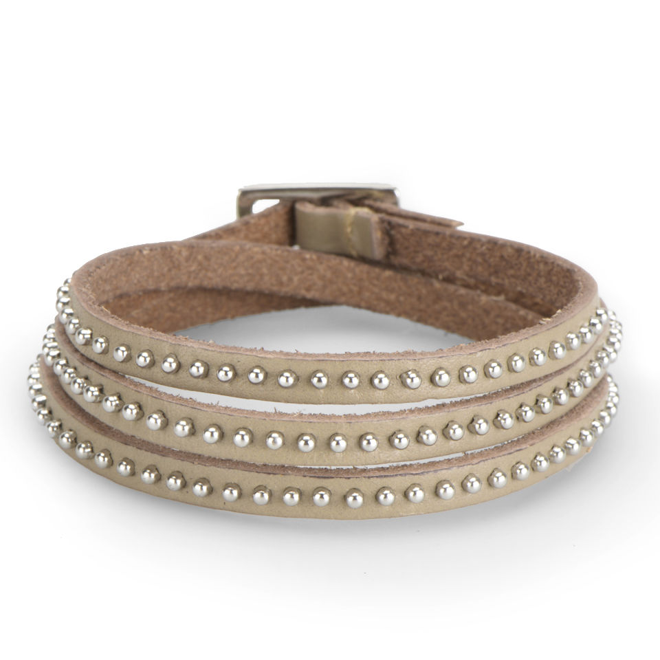 Markberg Women's Marissa Skinny Studded Leather Bracelet - Latte