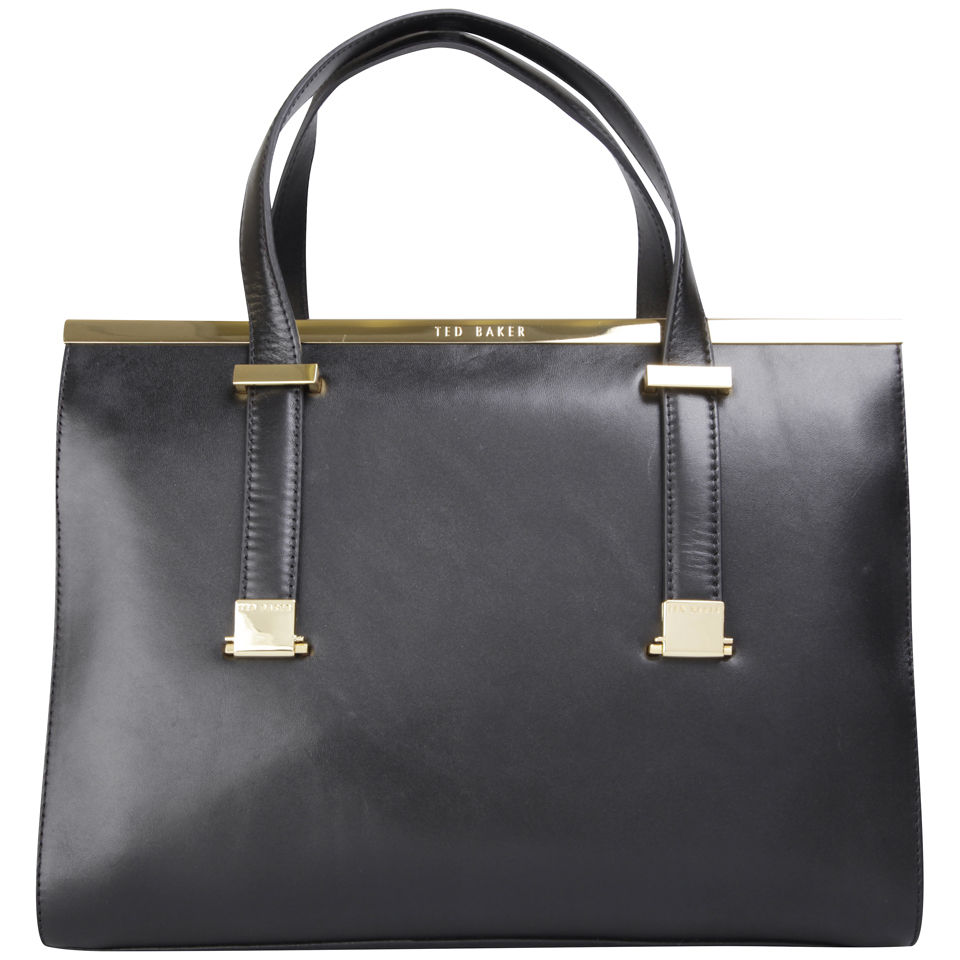 Ted Baker Shapal Leather Metal Bar Tote Bag - Black