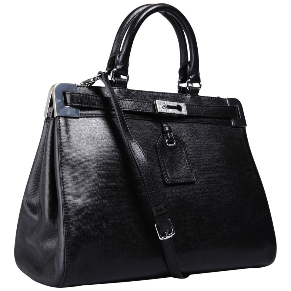 French Connection Air of Elegance Leather Grab Bag - Black