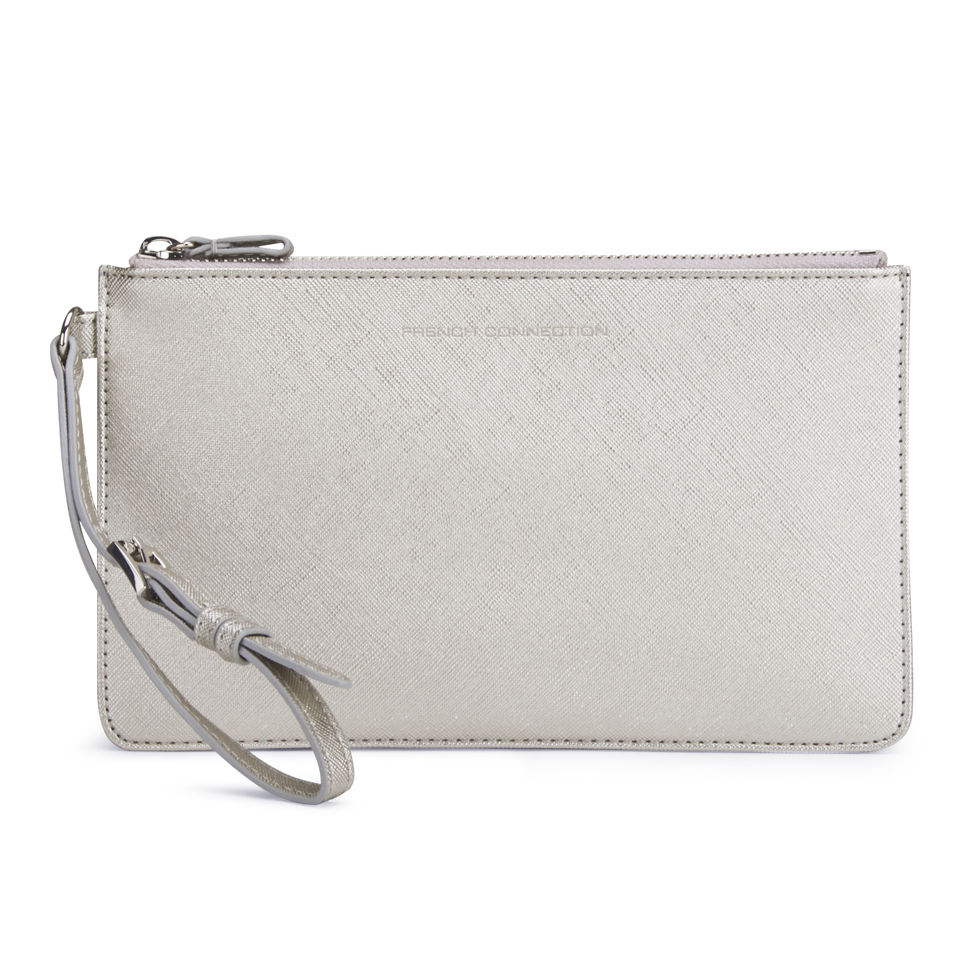 French Connection Adira Metallic Clutch Bag - Silver