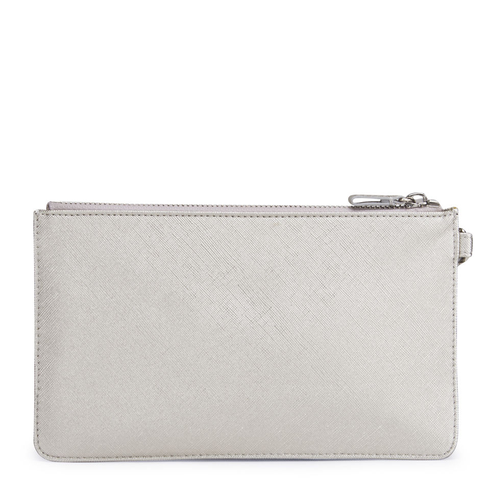 French Connection Adira Metallic Clutch Bag - Silver