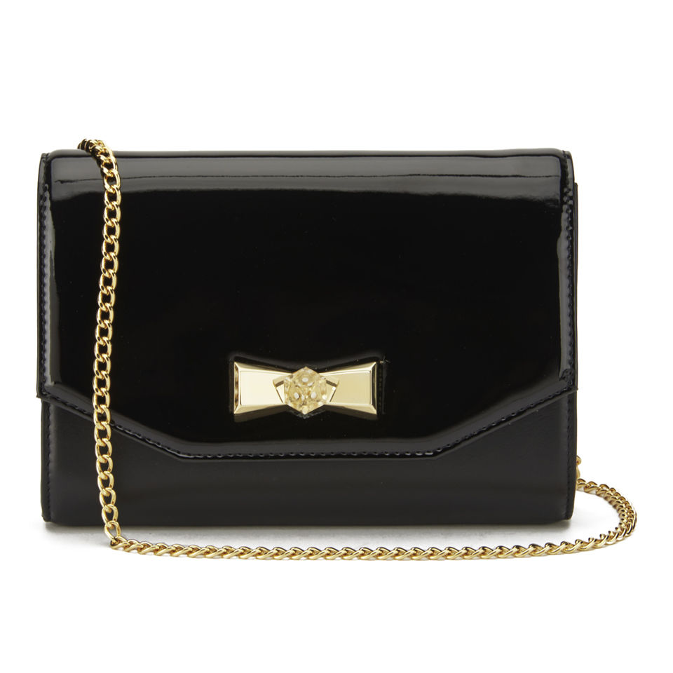Ted Baker Women's Evana Leather Cross Body Crystal Bow Clutch - Black