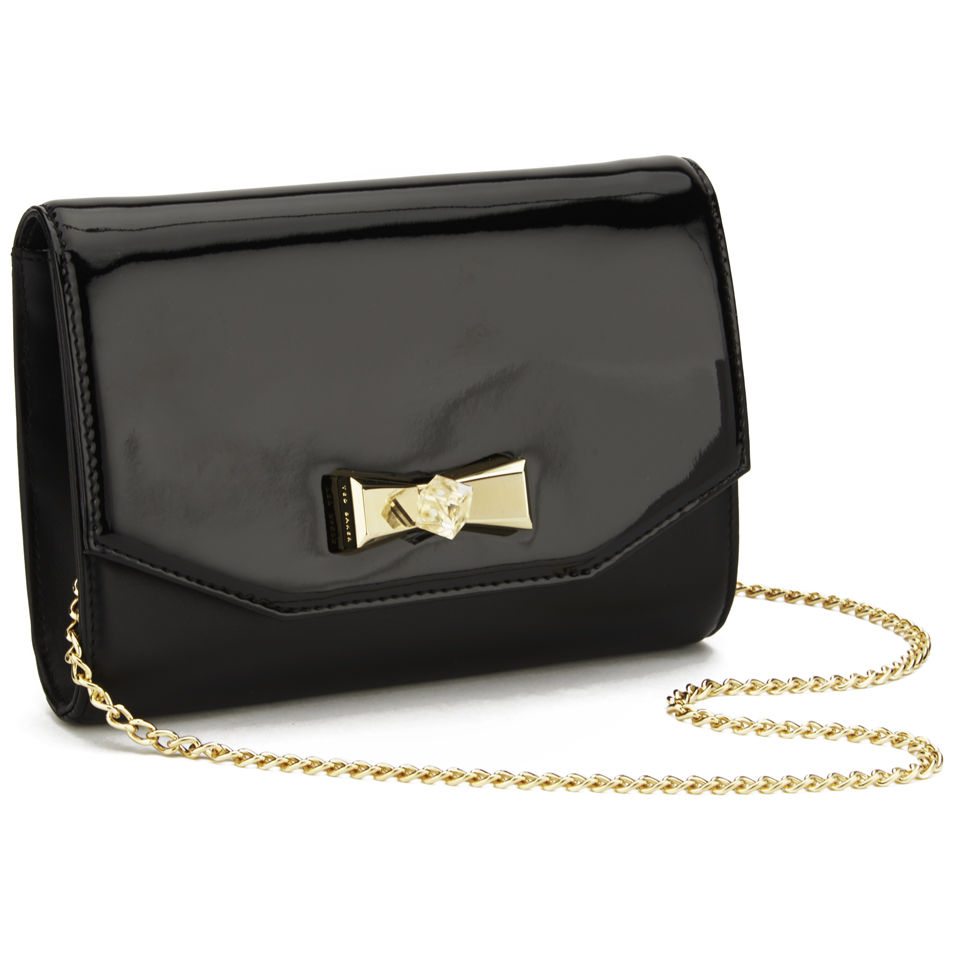 Ted Baker Women's Evana Leather Cross Body Crystal Bow Clutch - Black