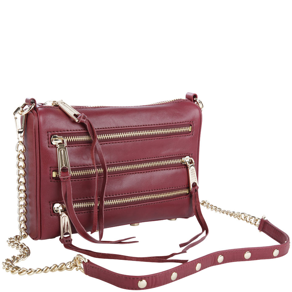 Rebecca Minkoff Mini 5 Zip Leather Clutch - Port