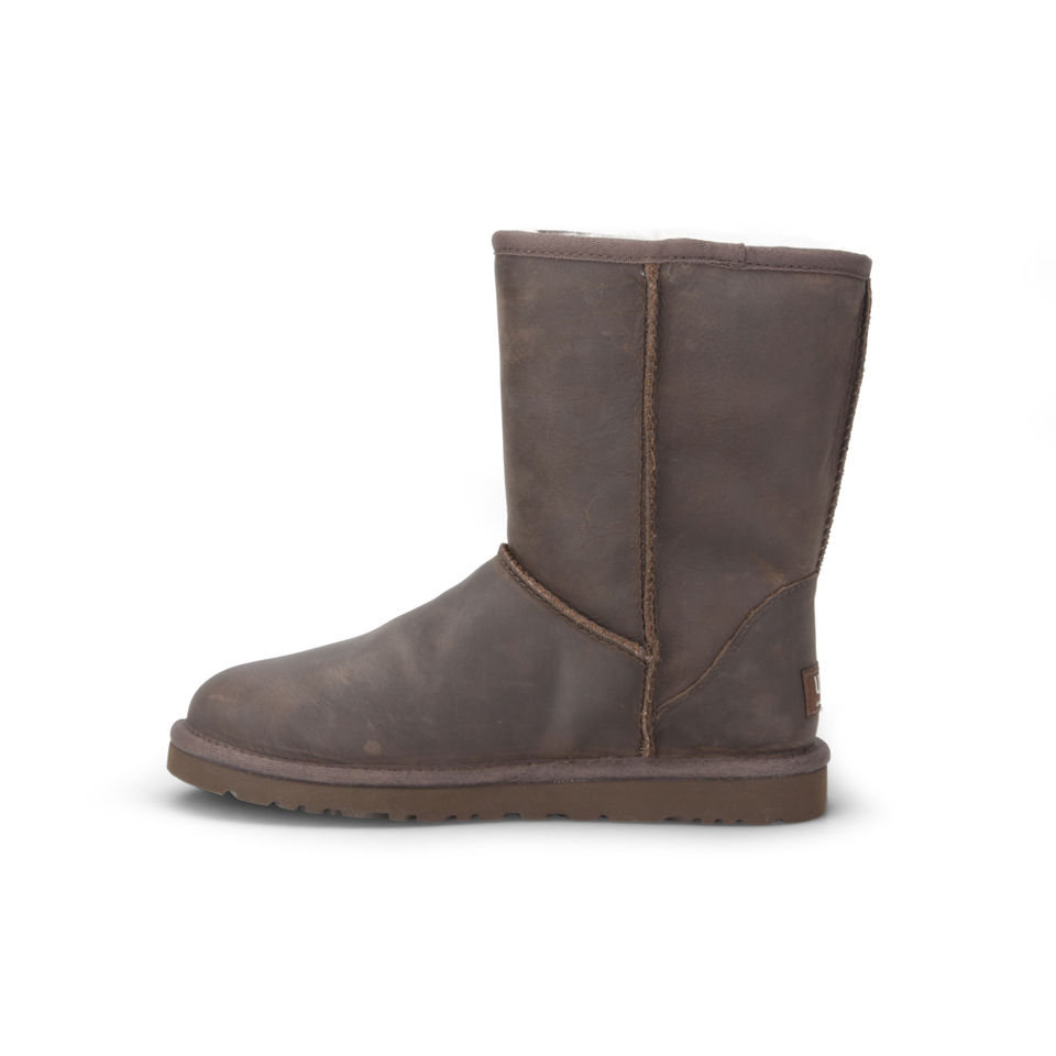 Ugg womens classic short leather hot sale boots brownstone