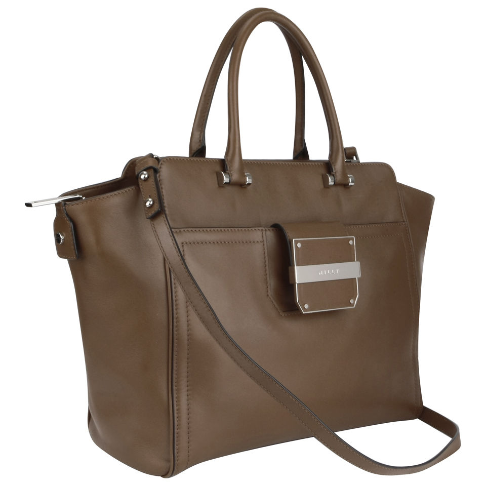 MILLY Colby Solid Leather Tote Bag - Luggage